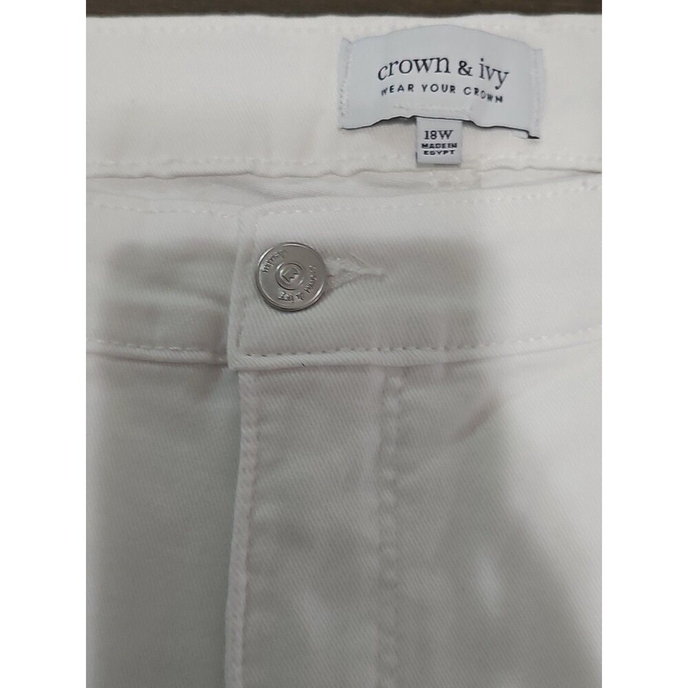 Crown & Ivy Womens High Rise White Denim Shorts Size 18W New - Picture 5 of 10